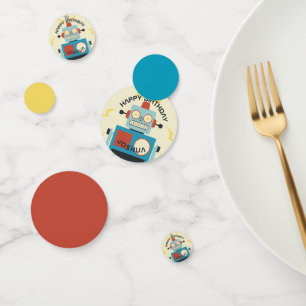 Antique Toy Robot Birthday Confetti