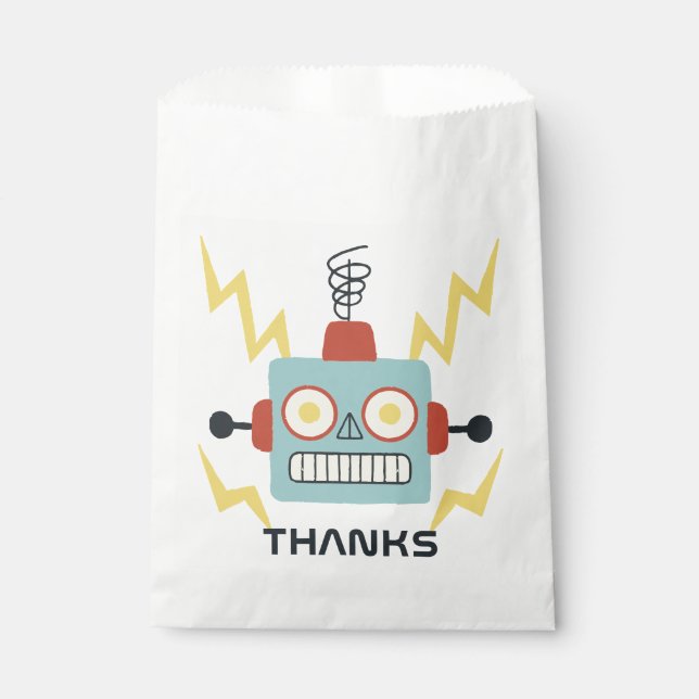 Antique Toy Robot Birthday Favour Bag (Front)