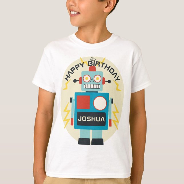 Antique Toy Robot Birthday T-Shirt (Front)