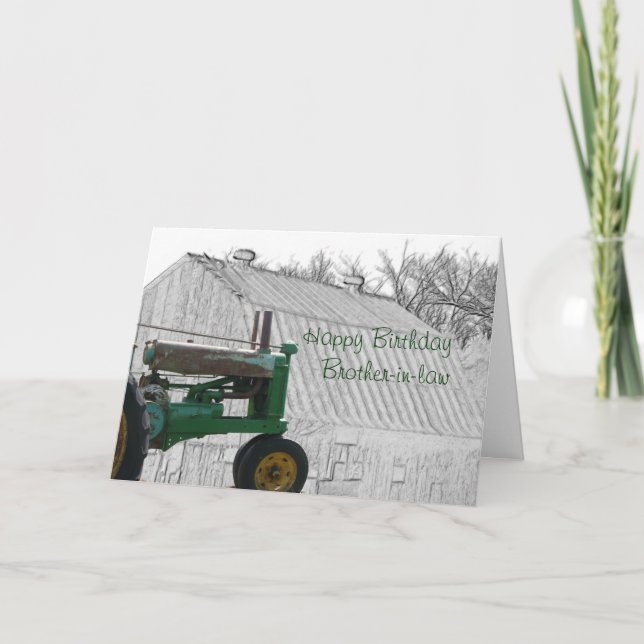 Antique Tractor and old Barn- customize it Card (Front)