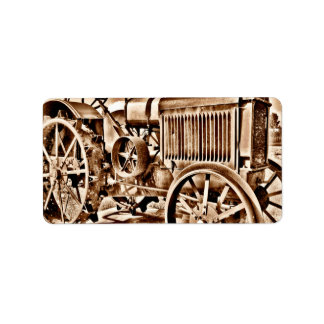 Antique Tractor Farm Equipment Classic Sepia Label