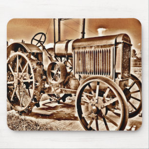 Antique Tractor Farm Equipment Classic Sepia Mouse Pad