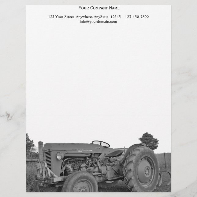 Antique Tractor in Black and White Letterhead (Front)