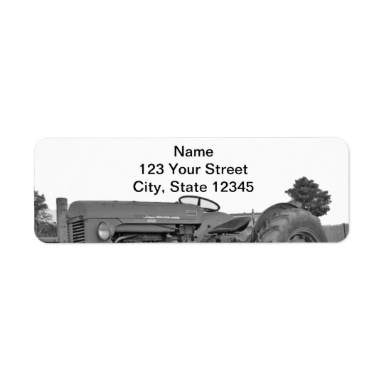 Antique Tractor in Black and White Return Address Return Address Label