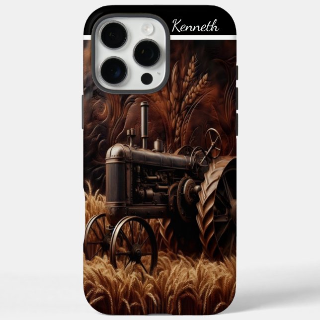 Antique Tractor in Wheat Field Case-Mate iPhone Case (Back)