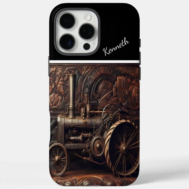 Antique Tractor On Leather Case-Mate iPhone Case (Back)