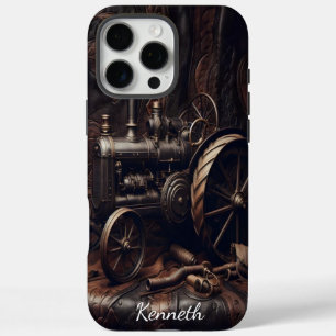 Antique Tractor on Leather iPhone 16 Pro Max Case