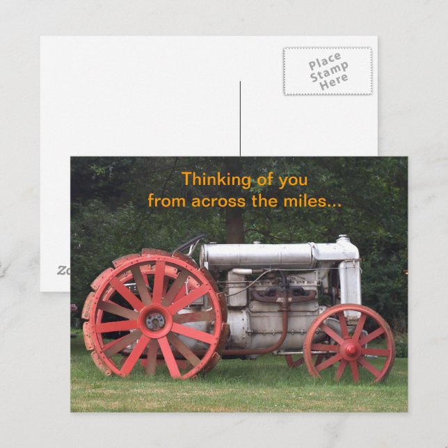 Antique Tractor Thinking of You Postcard (Front/Back)