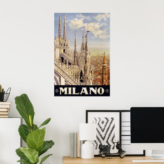 Antique Travel Poster Milan Italy 1920 (Home Office)