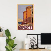 Antique Travel Poster Napoli Naples Italy 1920