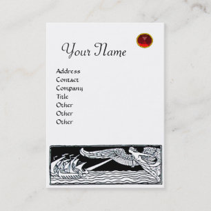 ANTIQUE TRAVEL, RUBY  MONOGRAM,pearl paper Business Card