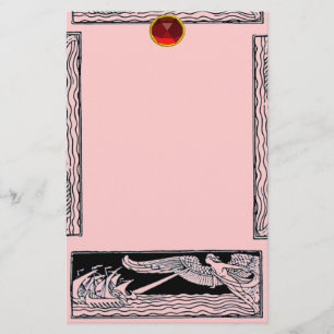 ANTIQUE TRAVEL RUBY , pink Stationery
