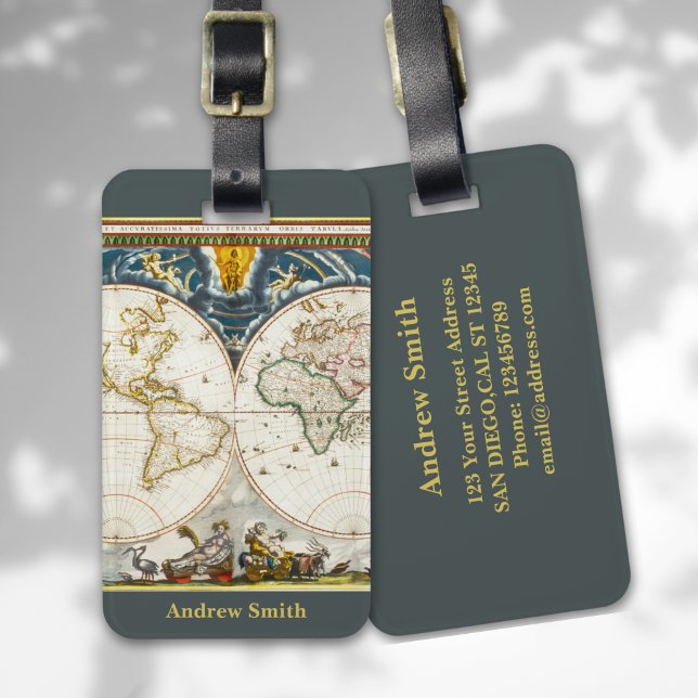 Antique Traveler Map Funny Travel Luggage Tag (Creator Uploaded)