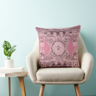 Antique & Tribal in Pink AI art  Throw Pillow
