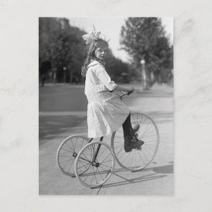 Antique Tricycle Girl, 1913 Postcard