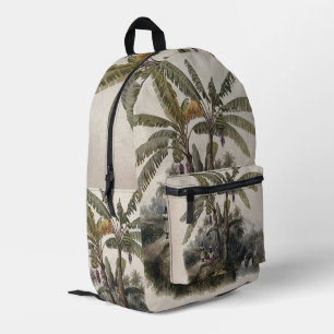 Antique Tropical Banana Tree Forest Vintage Bota Printed Backpack