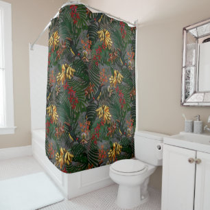 Antique tropical flower and bird jungle pattern