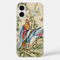 Antique Tropical Parrot and Butterfly Fine Art