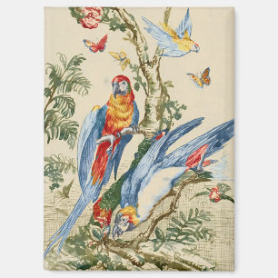 Antique Tropical Parrot and Butterfly Fine Art Magnet