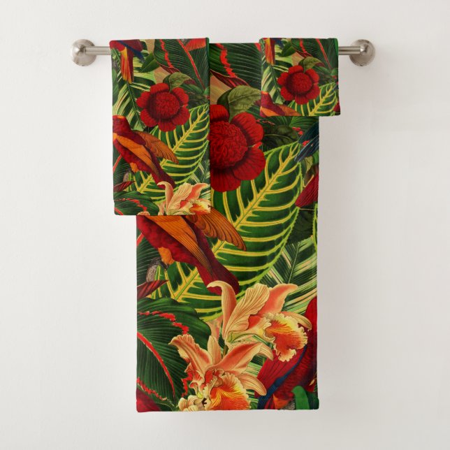 Antique Tropical Parrots Jungle Motif (En situation)