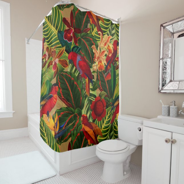 Antique Tropical Parrots Jungle Pattern (In Situ)