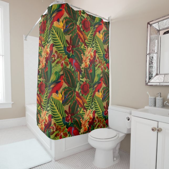 Antique Tropical Parrots Jungle Pattern (In Situ)