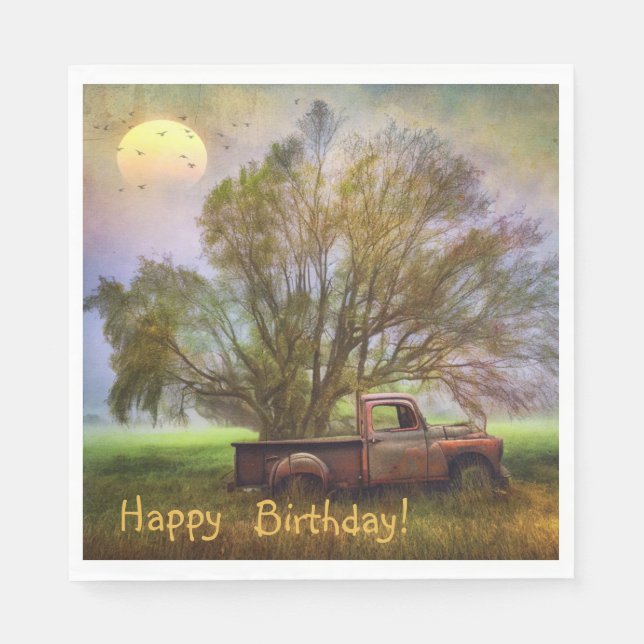 Antique Truck Birthday Napkin (Front)
