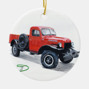 Antique Truck Power Wagon Ceramic Ornament