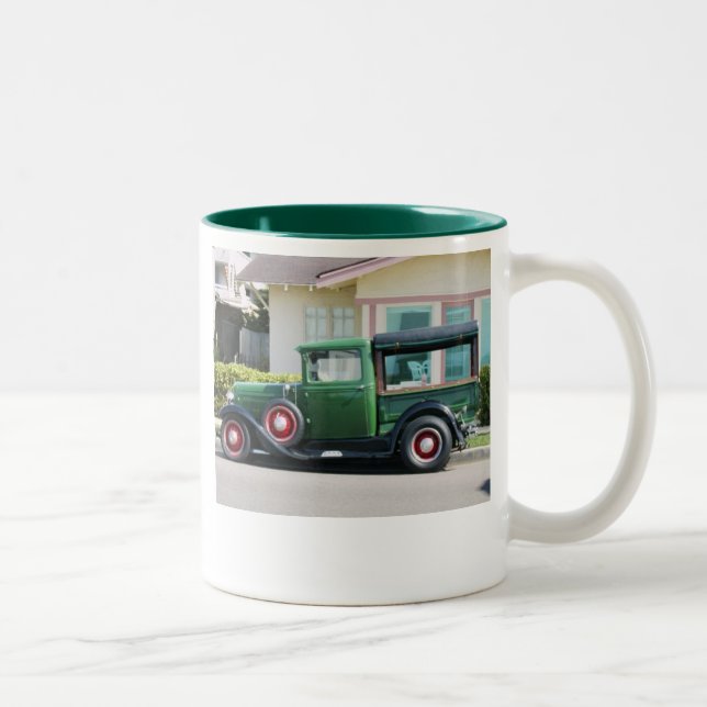antique truck, THE BEST THINGS IN LIFE HAVE BEE... Two-Tone Coffee Mug (Right)