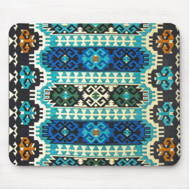 Antique Turkish Kilim Carpet Rug Blue Green Mouse Pad (Front)