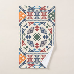 Antique Turkish Oriental Colourful Kilim Rug Bath Towel Set