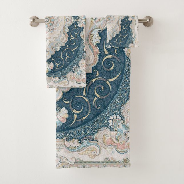 Antique Turkish Persian Carpet Rug Bath Towel Set (Insitu)