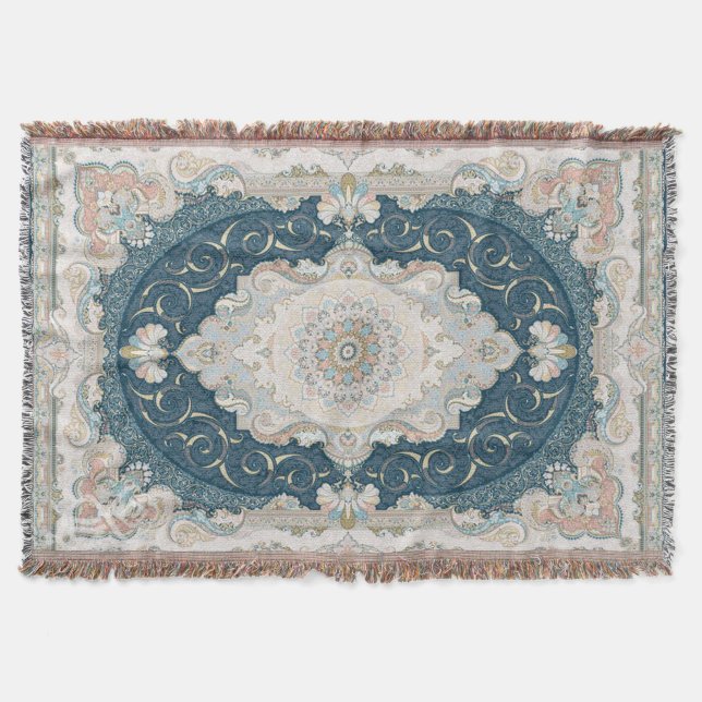 Antique Turkish Persian Carpet Rug Throw Blanket (Front)