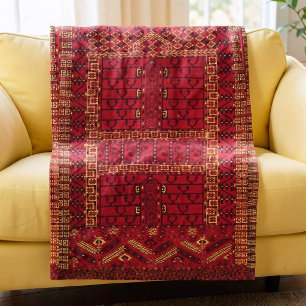 Antique Turkmen design Fleece Blanket