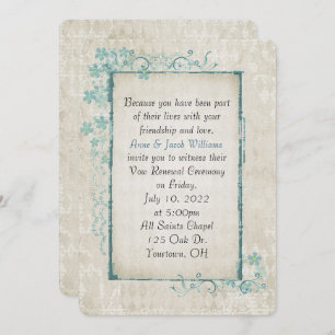 antique turquoise floral frame for Vow Renewal Invitation