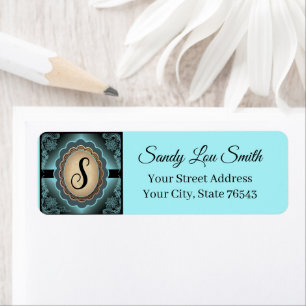 Antique Turquoise Lace Monogram Address Label