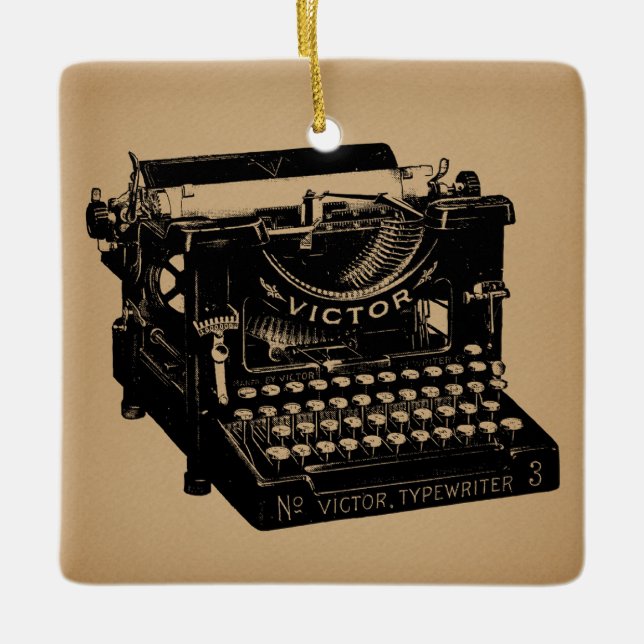 Antique Typewriter Old Fashioned Typewriter Ceramic Ornament (Front)