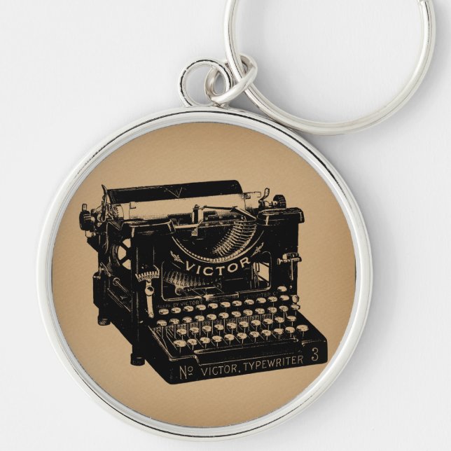 Antique Typewriter Old Fashioned Typewriter Keychain (Front)