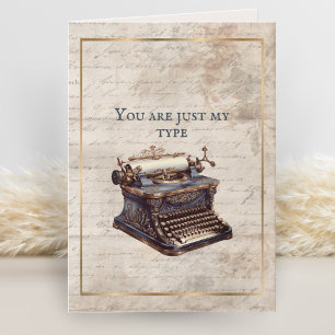 Antique Typewriter You Are Just My Type Valentine Card
