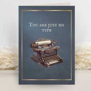 Antique Typewriter You Are Just My Type Valentine Card