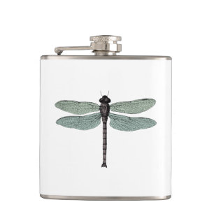 antique typographic vintage dragonfly hip flask