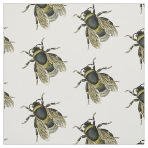 antique typographic vintage honey bee fabric