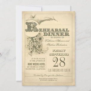 antique typography rehearsal dinner invitations