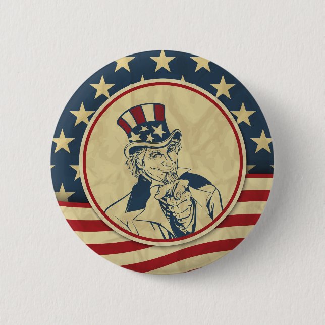 antique uncle sam 2 inch round button (Front)