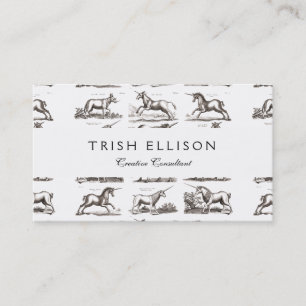 Antique Unicorn Engraving Vintage Zoology Specimen Business Card