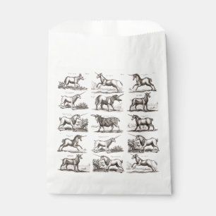 Antique Unicorn Engraving Vintage Zoology Specimen Favour Bag
