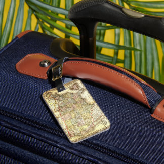 Antique United States Vintage Map Illustration Luggage Tag