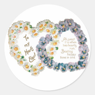 Antique Valentine Bouquet Heart Classic Round Sticker
