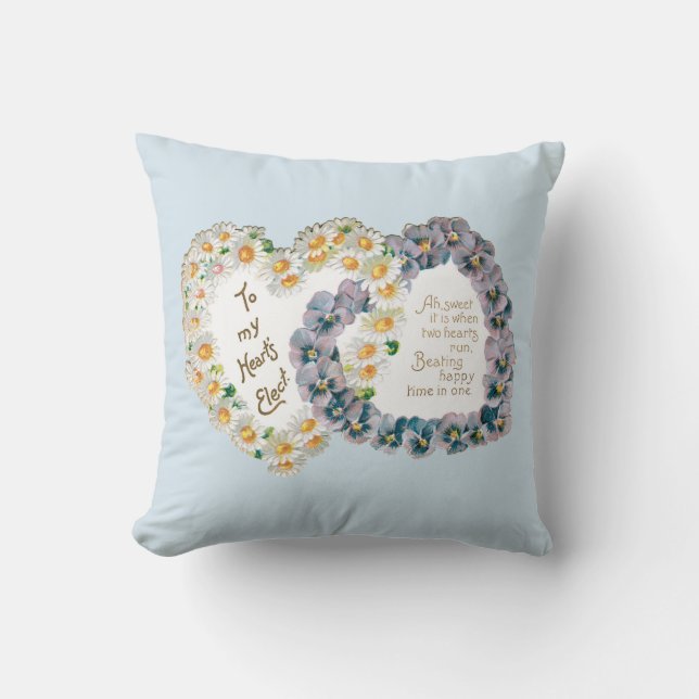 Antique Valentine Bouquet Heart Throw Pillow (Front)