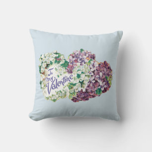 Antique Valentine Bouquet Heart Throw Pillow